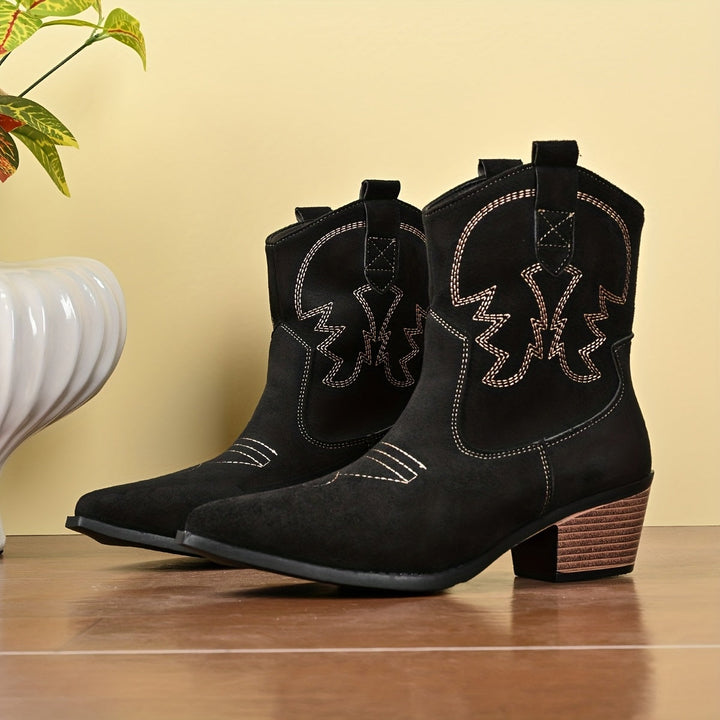 Blythe | Women's Wide Calf Western Cowboy Boots - Camel - Image 6