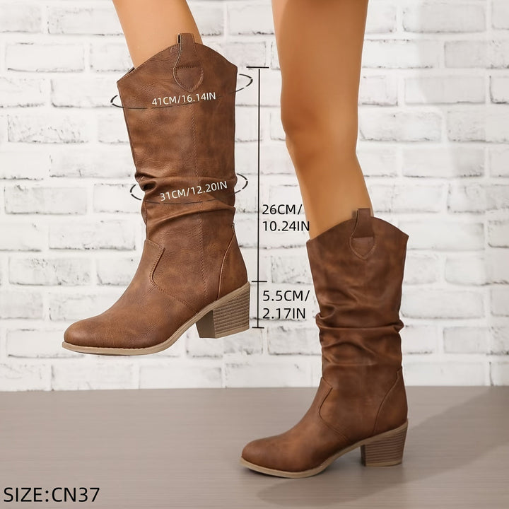 Bexley | Women's Wide Calf Western Cowboy Boots - Brown - Image 3
