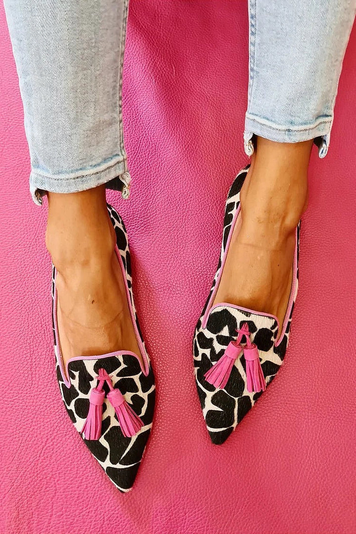 Eden | Women's Tassel Loafers Animal Print Flats - Image 4