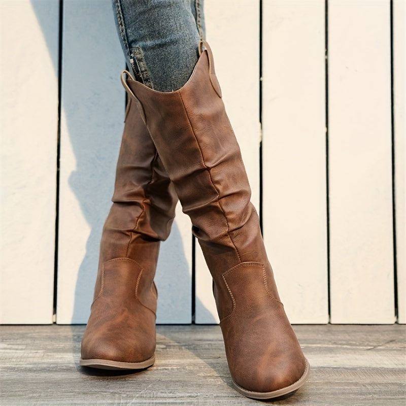 Bexley | Women's Wide Calf Western Cowboy Boots - Brown - Image 1
