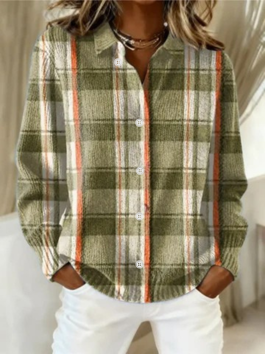 Marissa | Women's Plaid Flannel Button Cardigan