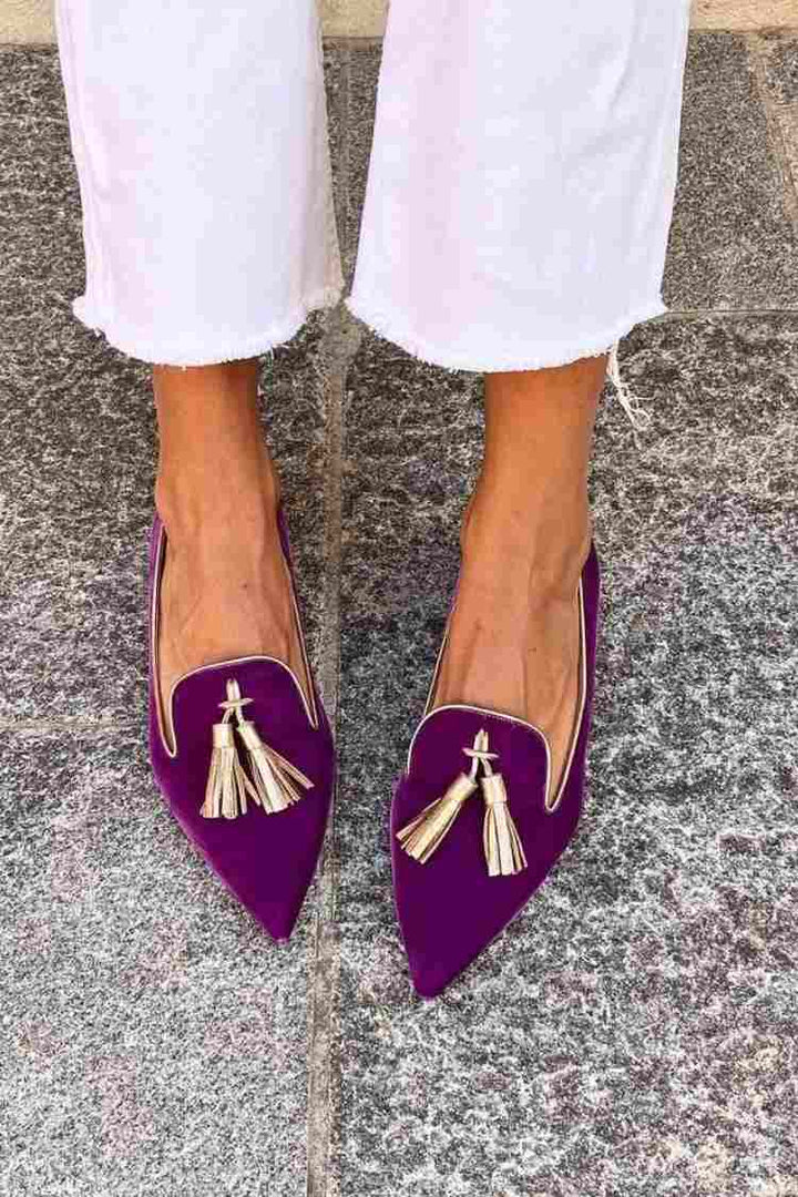 Denise | Women's Tassel Loafer Pointed Toe Flats - Image 1