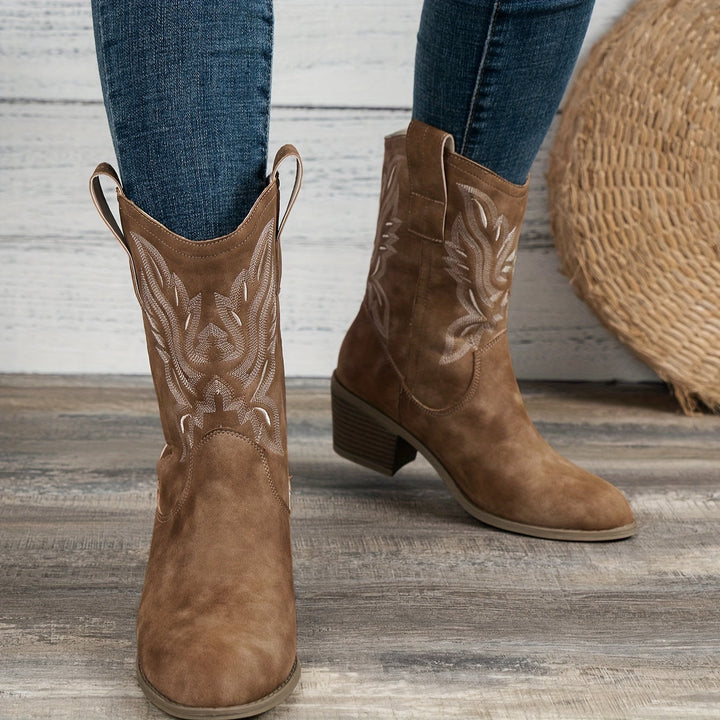 Bexley | Women's Wide Calf Western Cowboy Boots - Camel - Image 13