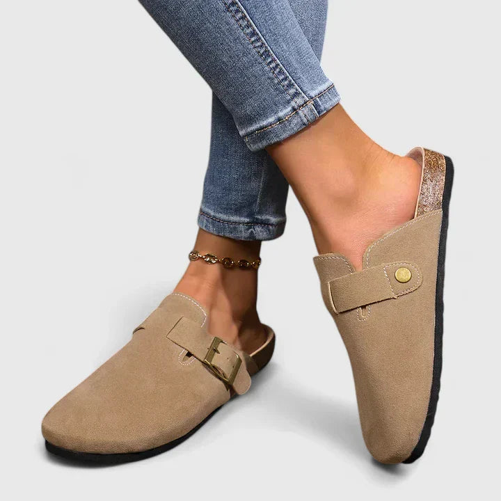 Janet | Women's Slip-On Suede Loafer Clogs - Mocha - Image 3