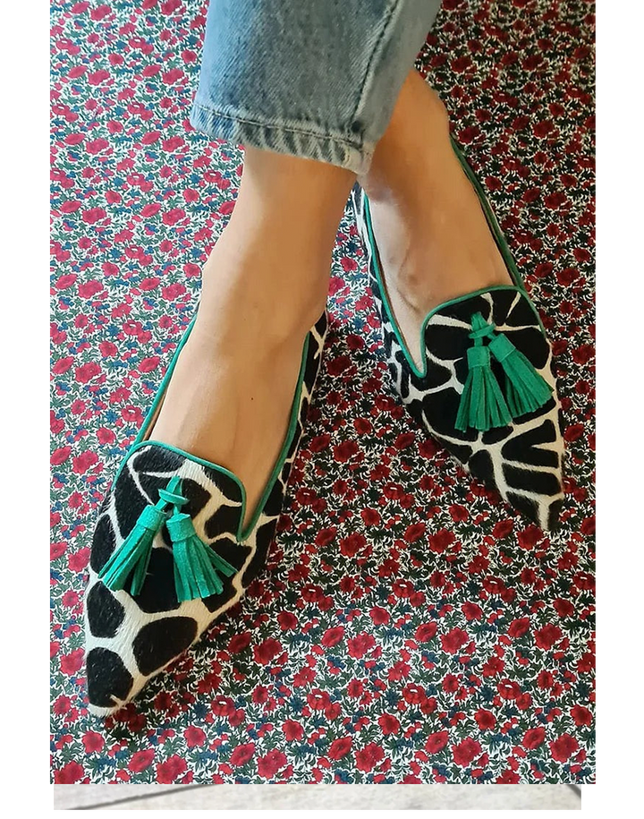 Eden | Women's Tassel Loafers Animal Print Flats - Image 1