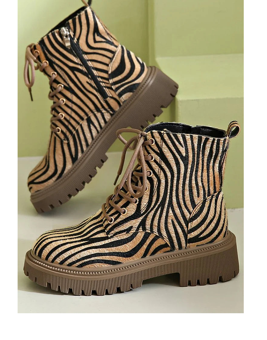 Jemima Women's Zebra Lace-Up Boots