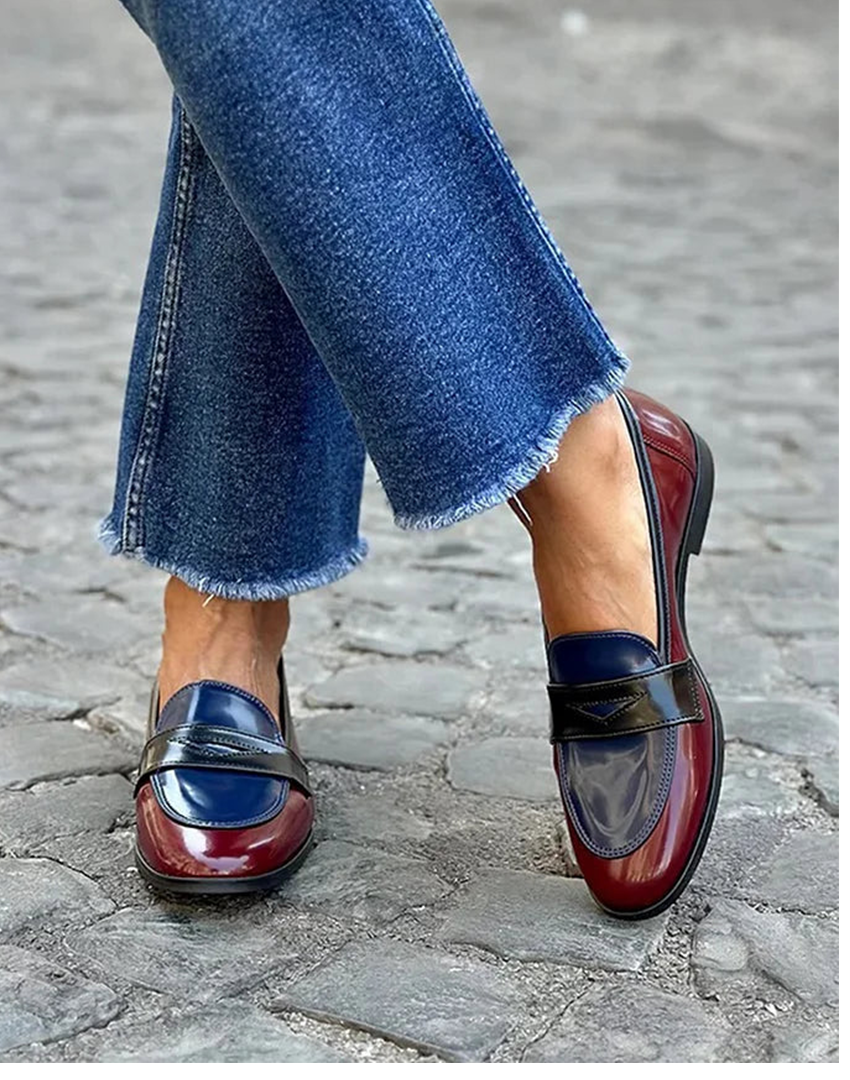 Charlee | Women's Penny Loafers Slip-On Flat - Bordeaux - Image 1