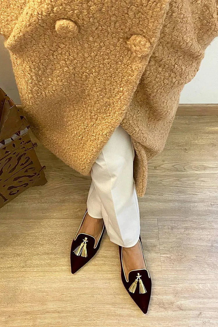 Denise | Women's Tassel Loafer Pointed Toe Flats - Image 3