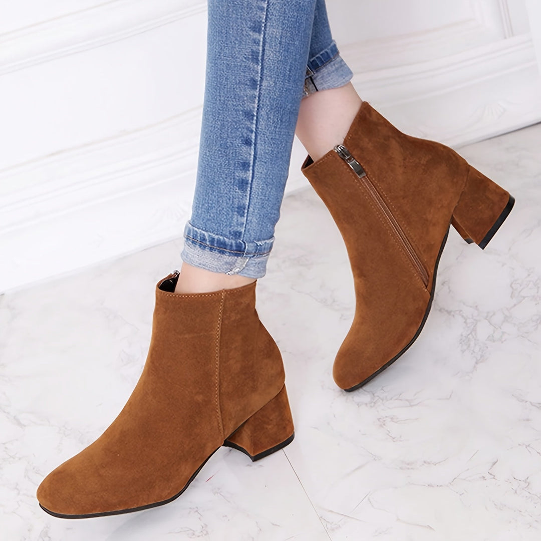 Darienne | Women's Chelsea Ankle Boot with Block Heel - Black - Image 12