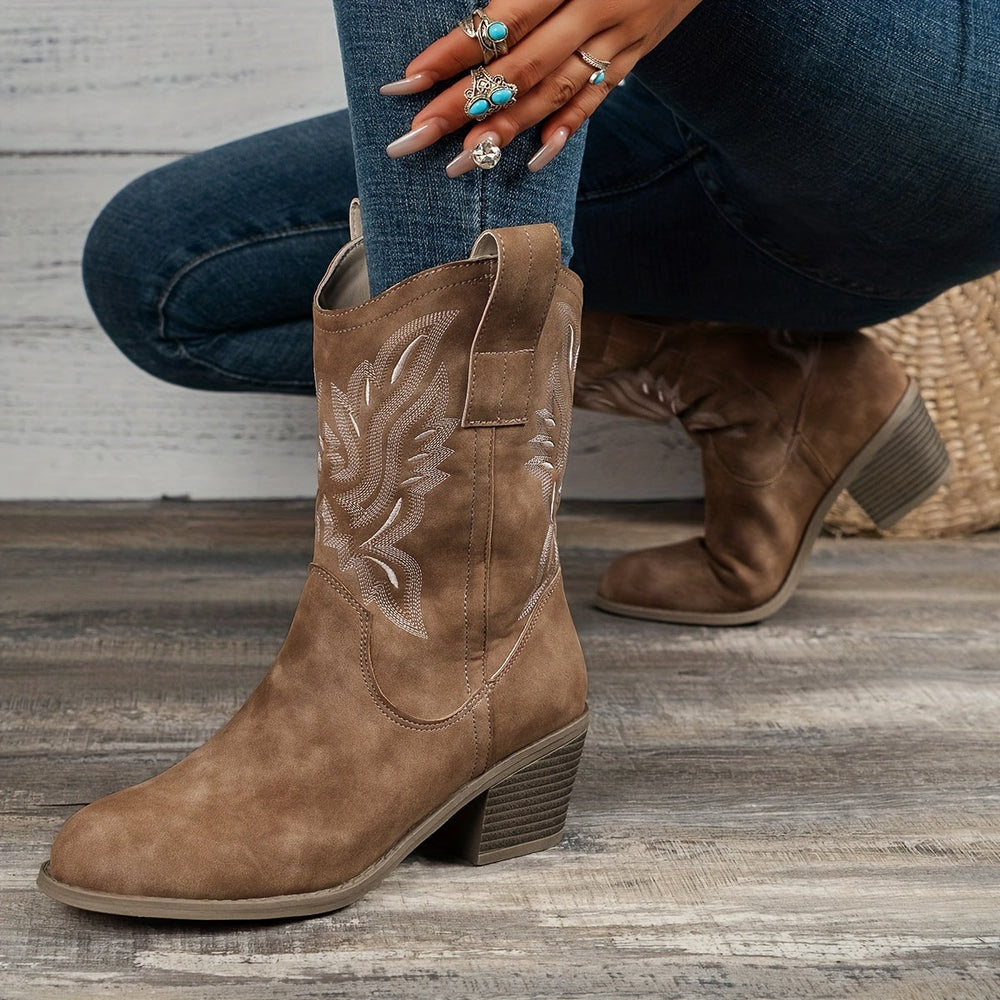 Bexley | Women's Wide Calf Western Cowboy Boots - Camel - Image 2