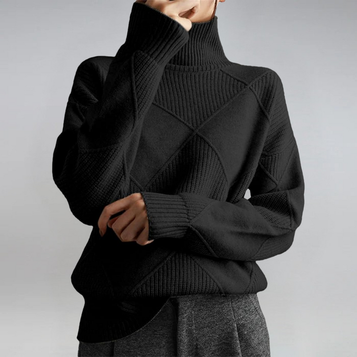 Catrielle | Women's Turtleneck Pullover Sweater - Hot Pink - Image 11