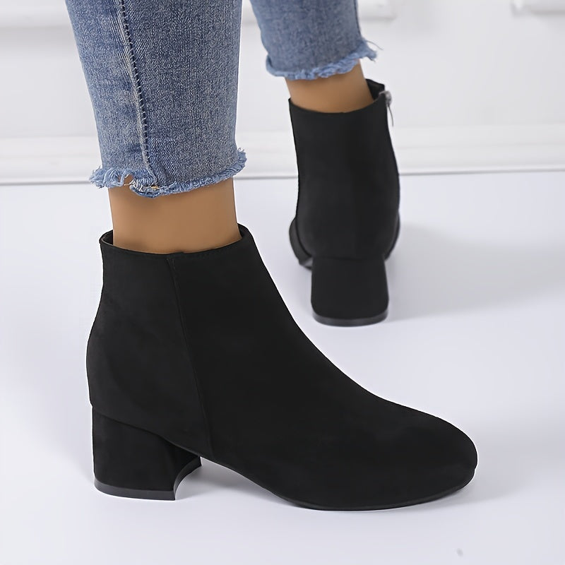 Darienne | Women's Chelsea Ankle Boot with Block Heel - Black - Image 1