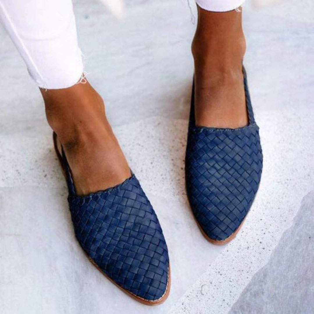 Donna™ | Elegant Woven Vegan Leather Ballerinas