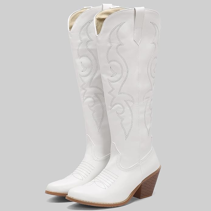Mella | Western Calf High Pointed Toe Boots for Women