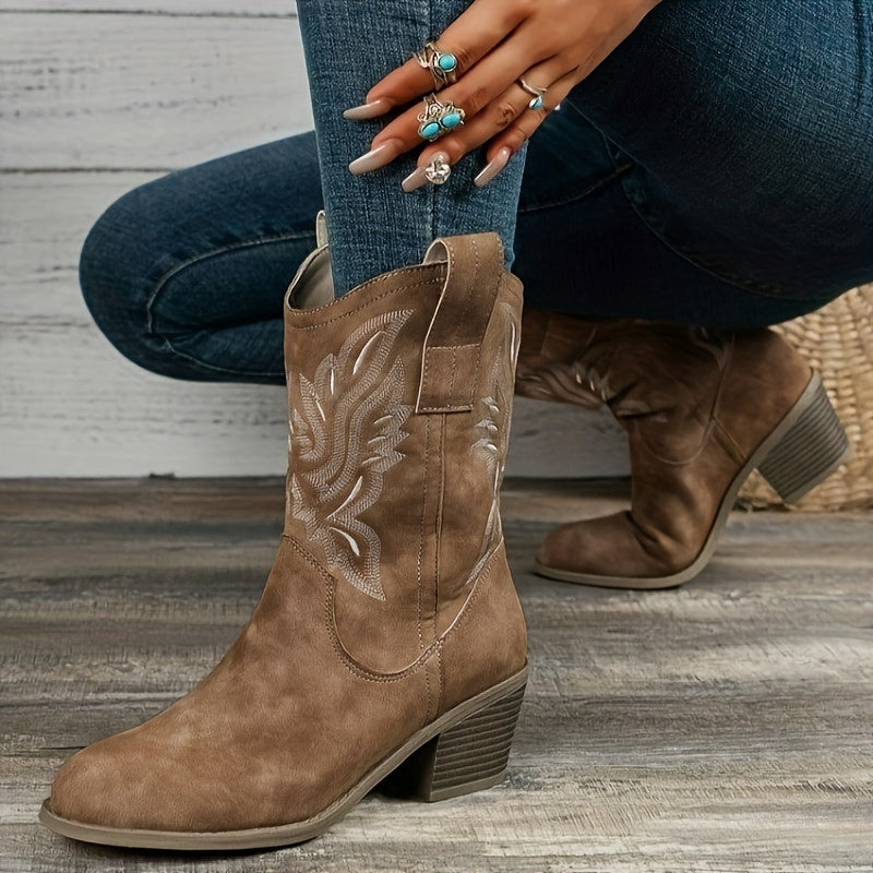 Bexley | Women's Wide Calf Western Cowboy Boots - Camel - Image 4