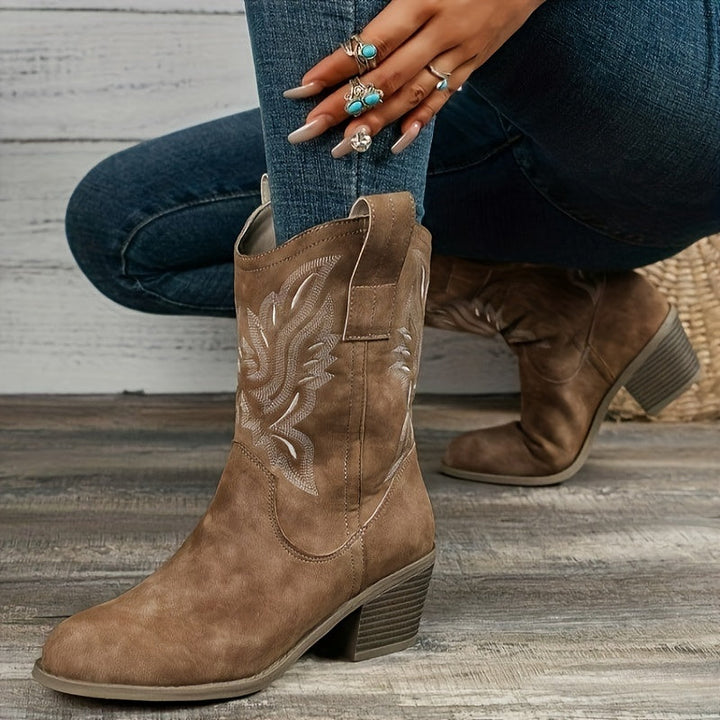 Bexley | Women's Wide Calf Western Cowboy Boots - Camel - Image 4