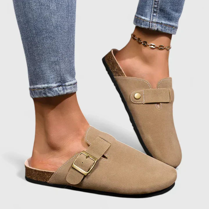 Janet | Women's Slip-On Suede Loafer Clogs - Mocha - Image 4