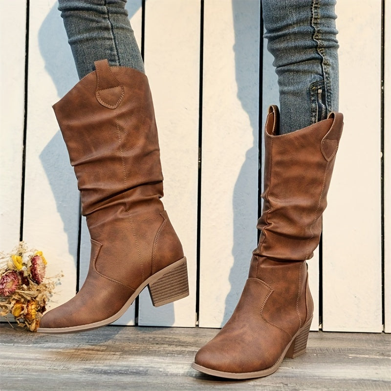 Bexley | Women's Wide Calf Western Cowboy Boots - Brown - Image 4