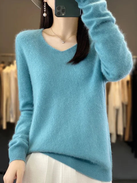 Vaelindra | Women's Relaxed Fit Knit Sweater - Green - Image 13
