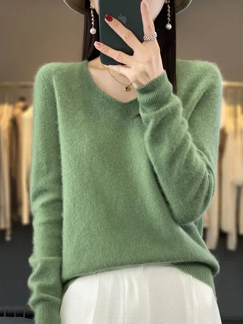 Vaelindra | Women's Relaxed Fit Knit Sweater - Green - Image 4