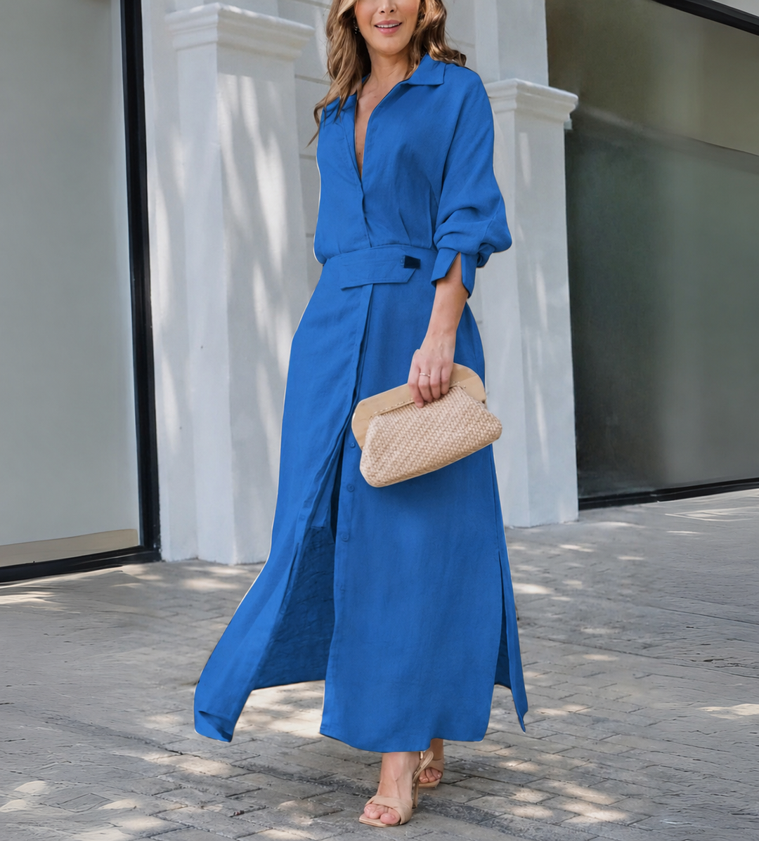 Amara | Fall Wedding Guest Maxi Dress V-Neck
