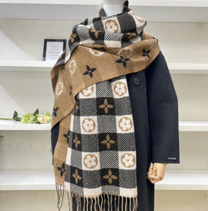 ZOLANI | Comfy Warm Plaid Double Side Tassel Scarf