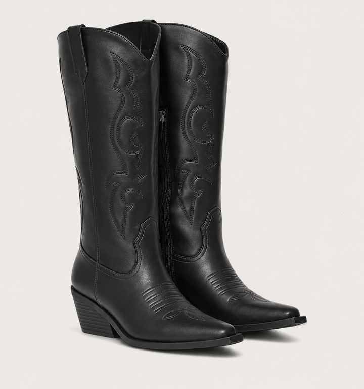 Mella | Western Calf High Pointed Toe Boots for Women