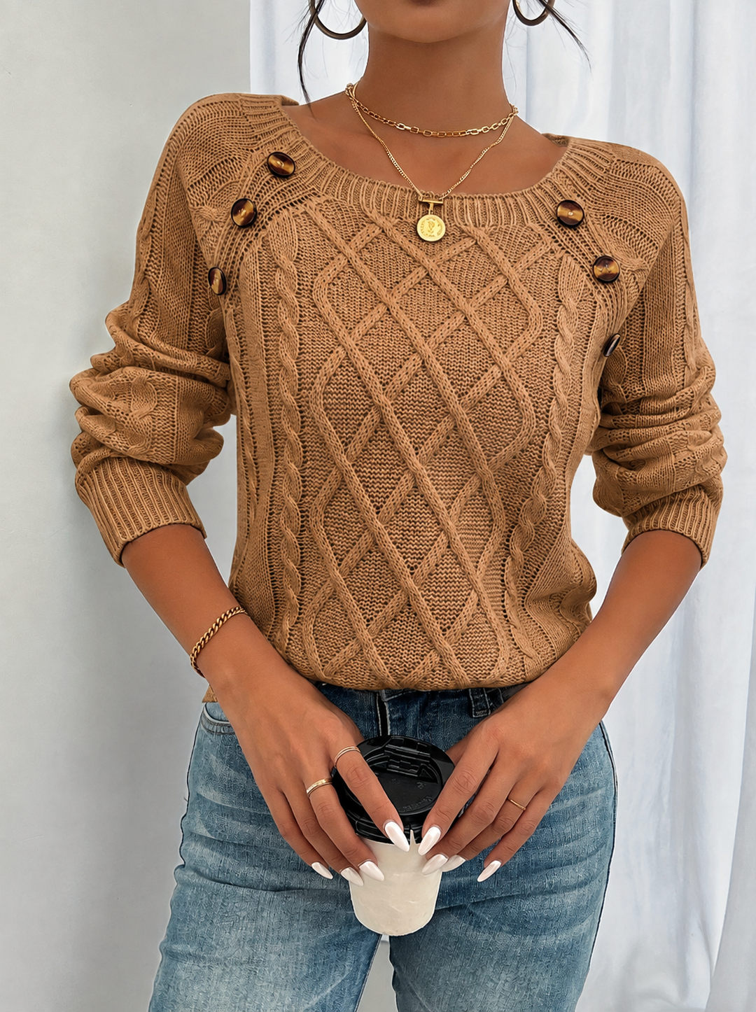 Odaline | Women's Cable Knit Pullover Sweater