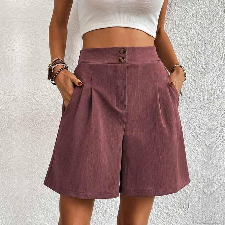 Blair | Women's High Waist Wide Leg Shorts Pleated with Pockets