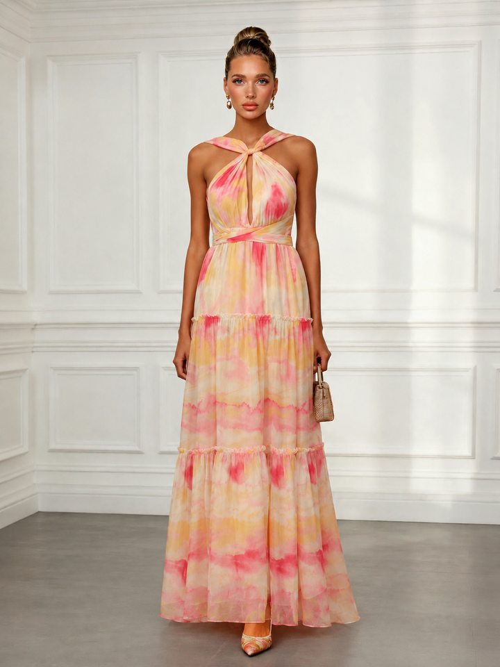 Adaeze | Women's Floral Print V-Neck Sleeveless Maxi Dress