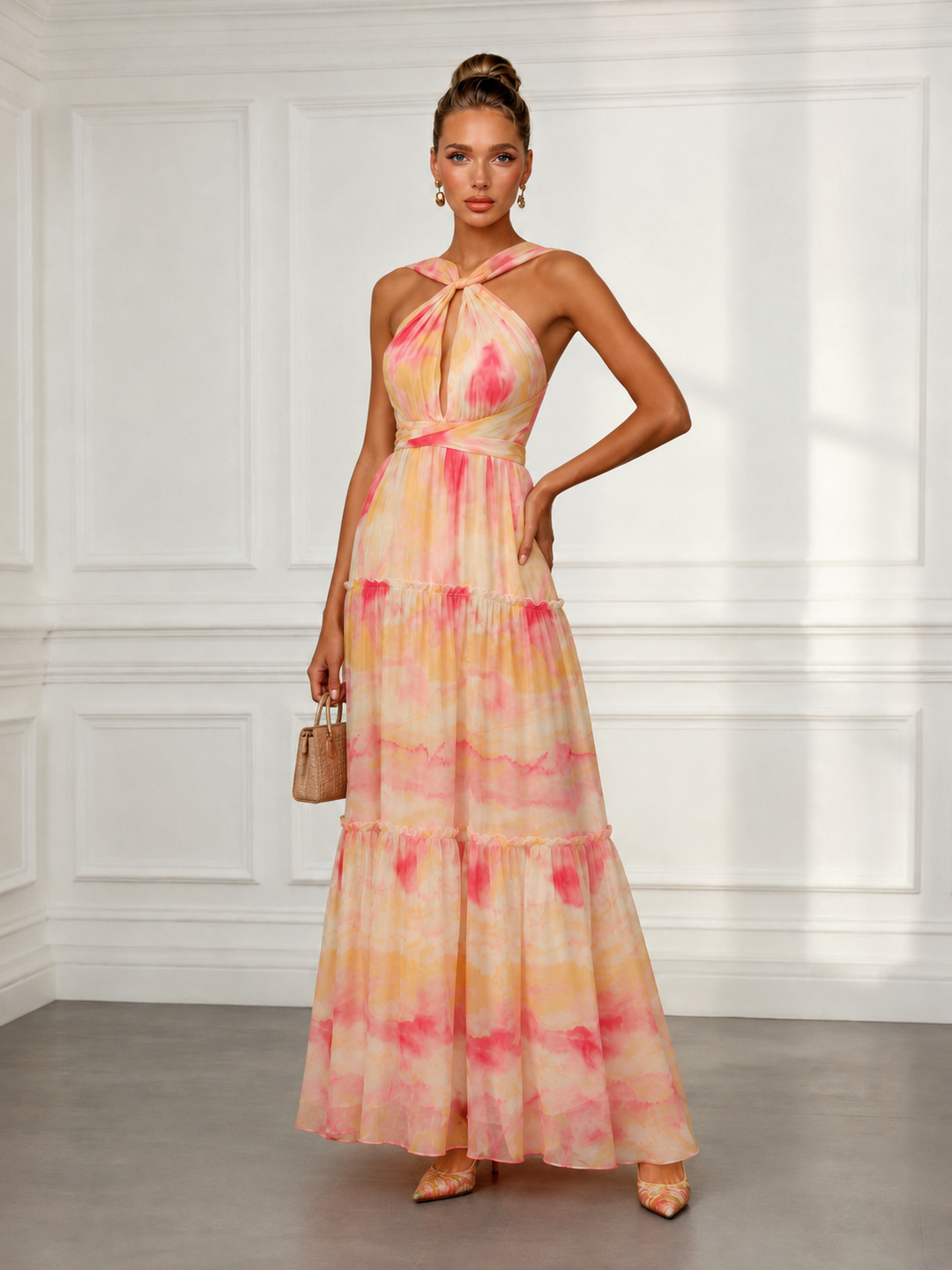 Adaeze | Women's Floral Print V-Neck Sleeveless Maxi Dress