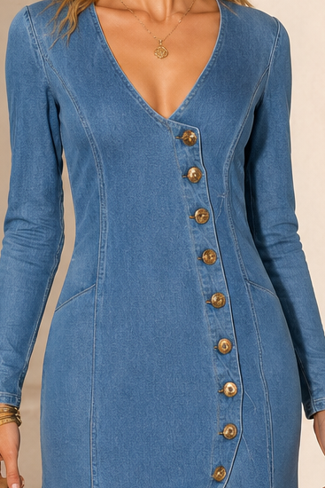 Talia | Women's Fall Dress Denim Maxi