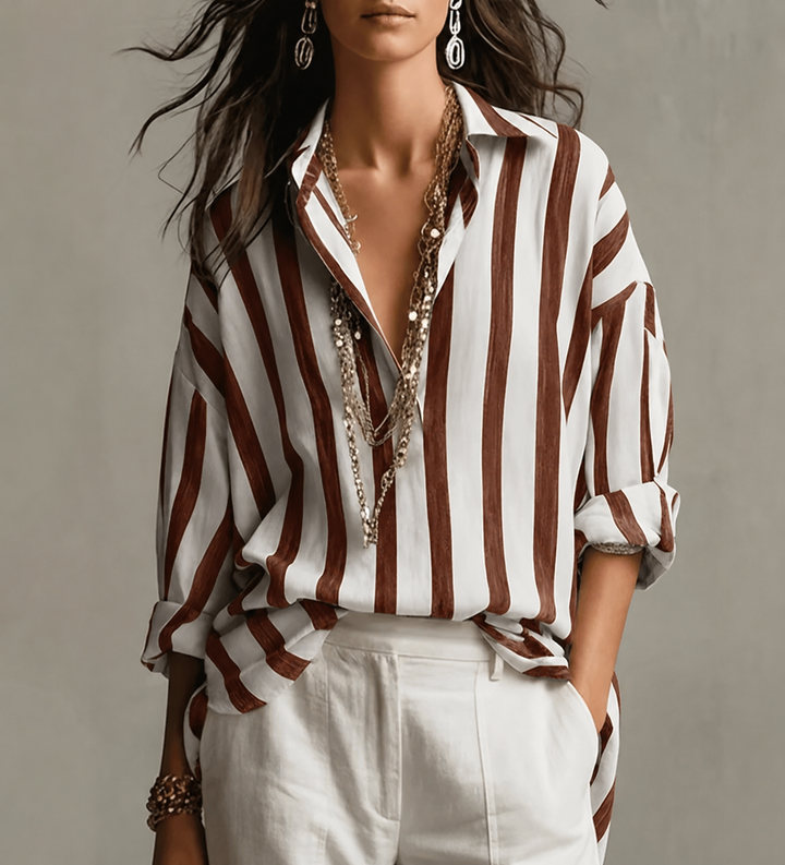 Juliette | Women's Striped Long Sleeve Button Down Shirt