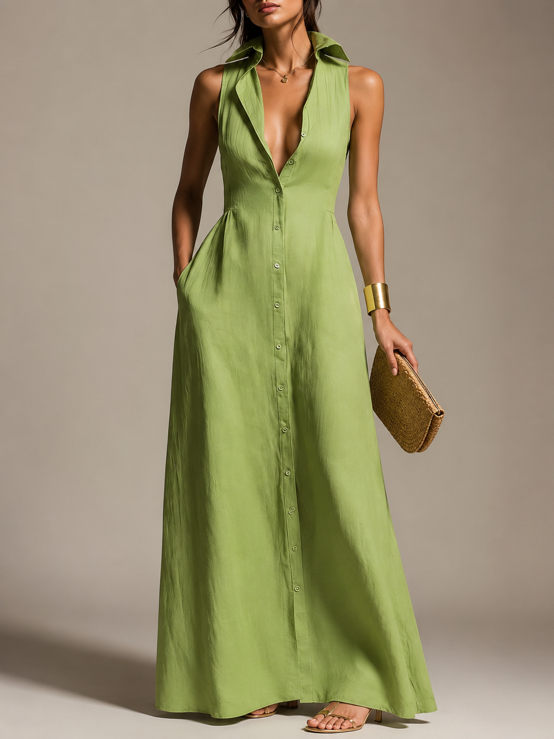 Francine | Women's Sleeveless Maxi Shirt Fall Dress