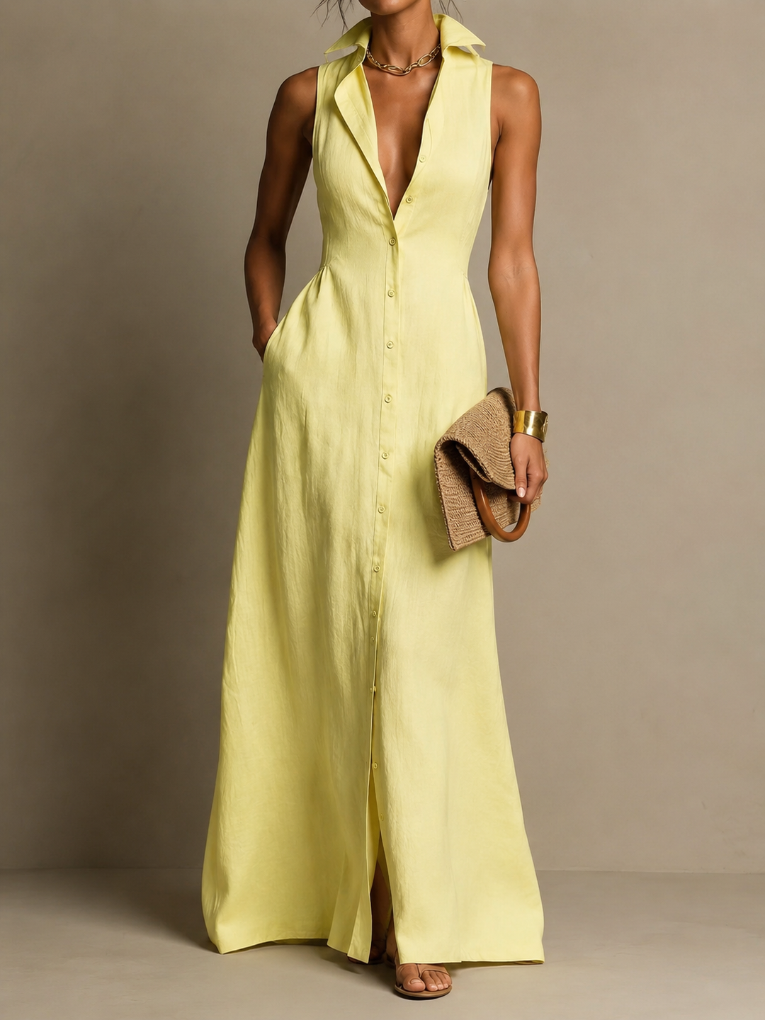 Francine | Women's Sleeveless Maxi Shirt Fall Dress