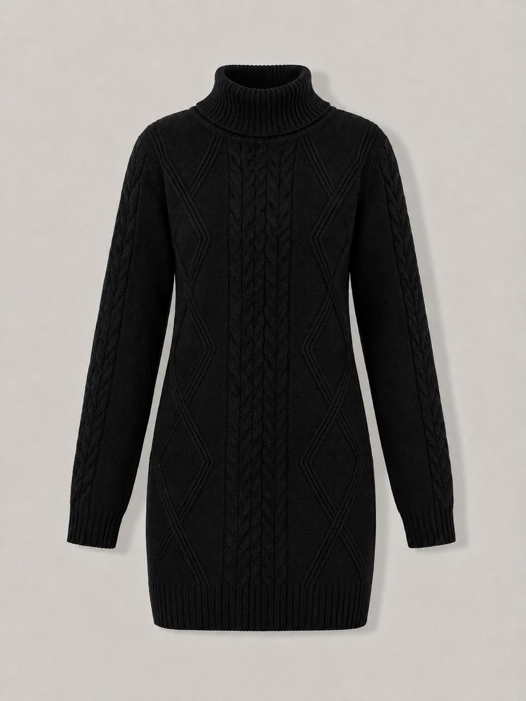 Devna | Women's Oversized Cable Knit Turtleneck Sweater