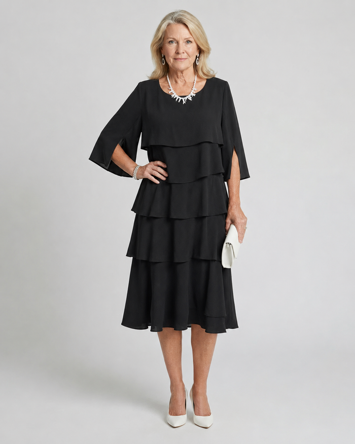 Cassia | Women's Tiered Flutter Sleeve Midi Dress