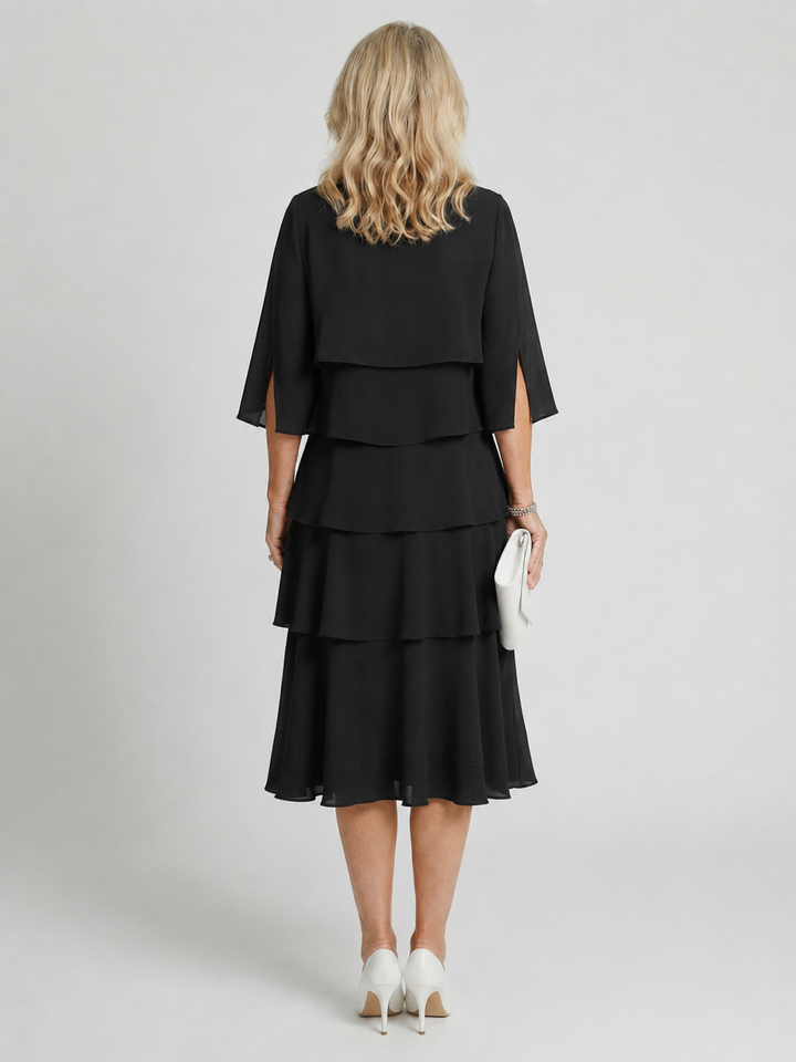 Cassia | Women's Tiered Flutter Sleeve Midi Dress
