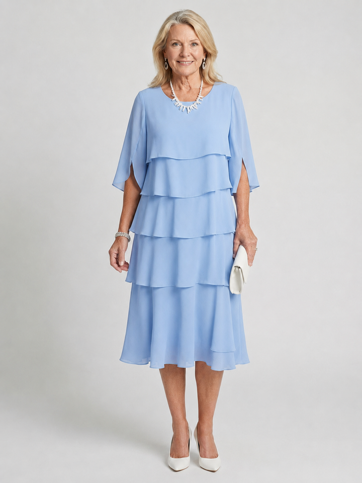 Cassia | Women's Tiered Flutter Sleeve Midi Dress