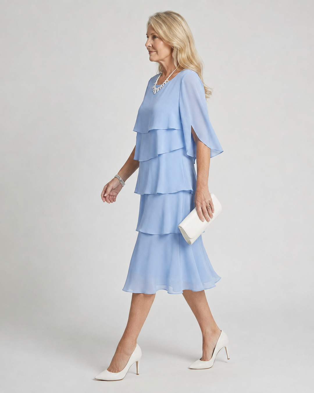 Cassia | Women's Tiered Flutter Sleeve Midi Dress