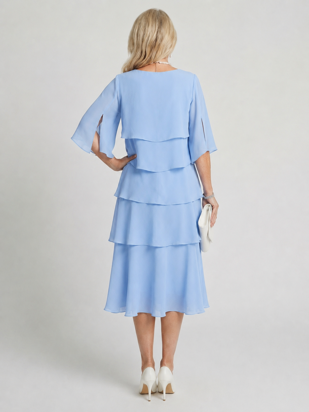 Cassia | Women's Tiered Flutter Sleeve Midi Dress