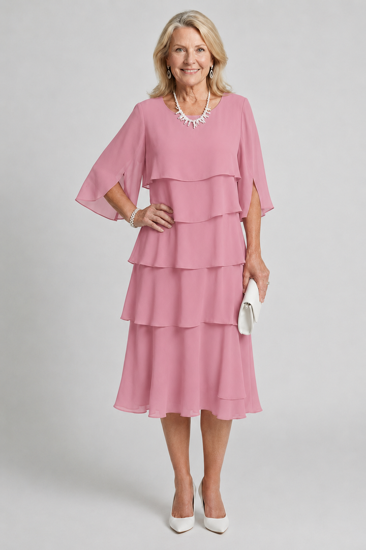 Cassia | Women's Tiered Flutter Sleeve Midi Dress