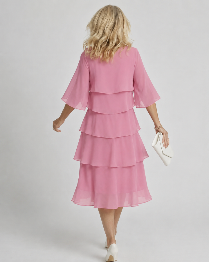 Cassia | Women's Tiered Flutter Sleeve Midi Dress