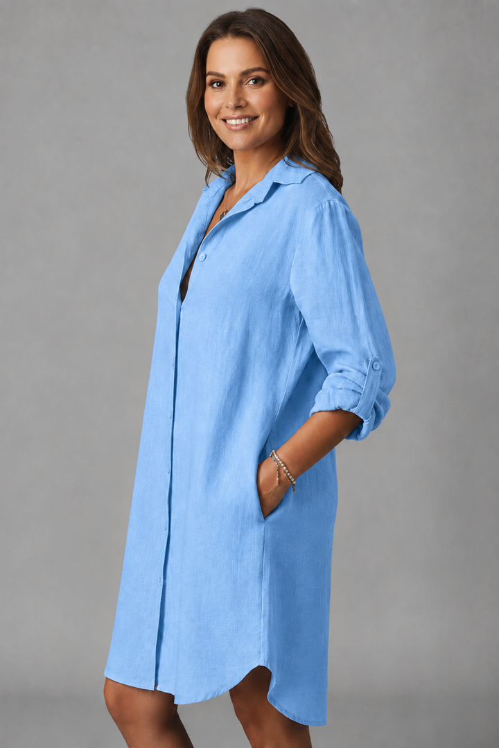 Saskia | Women's Long Sleeve Button Front Shirt Dress