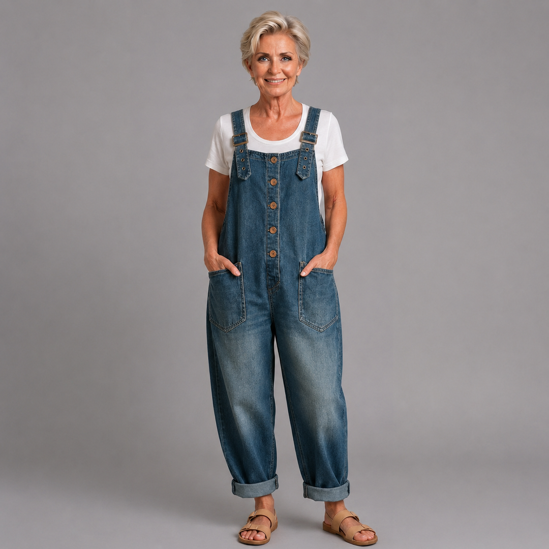 Winifred | Women's Wide Leg Button Front Overalls