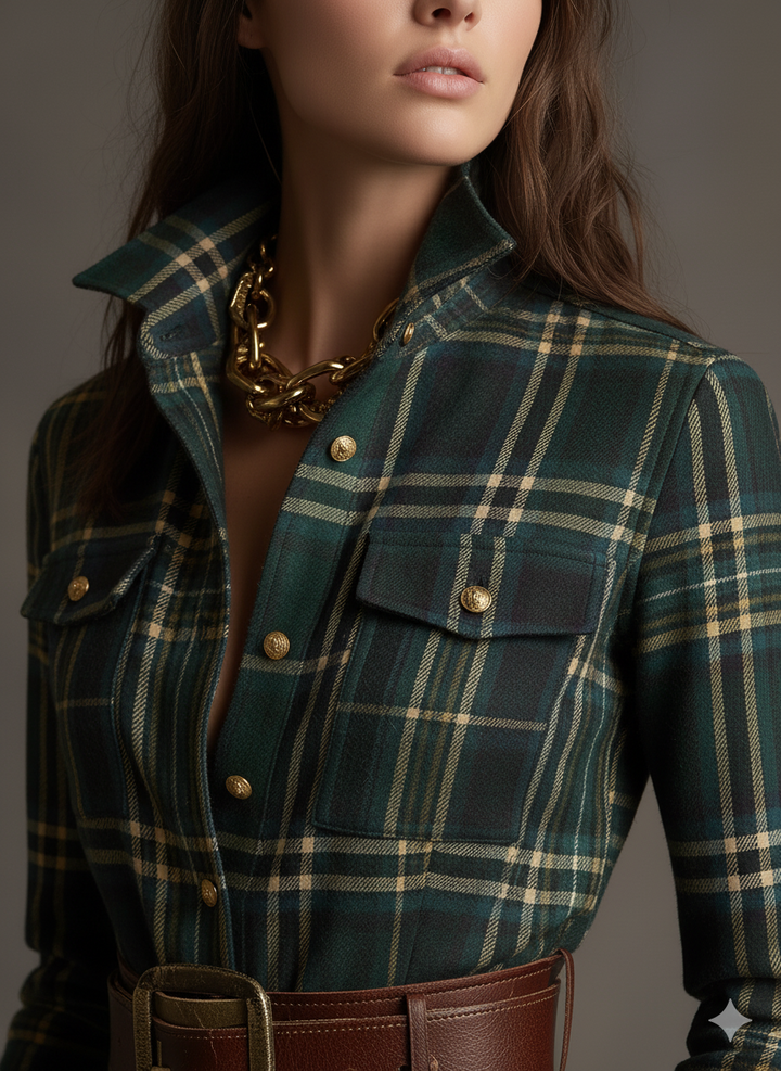 Felicity | Women's Plaid Fall Dress Belted Maxi
