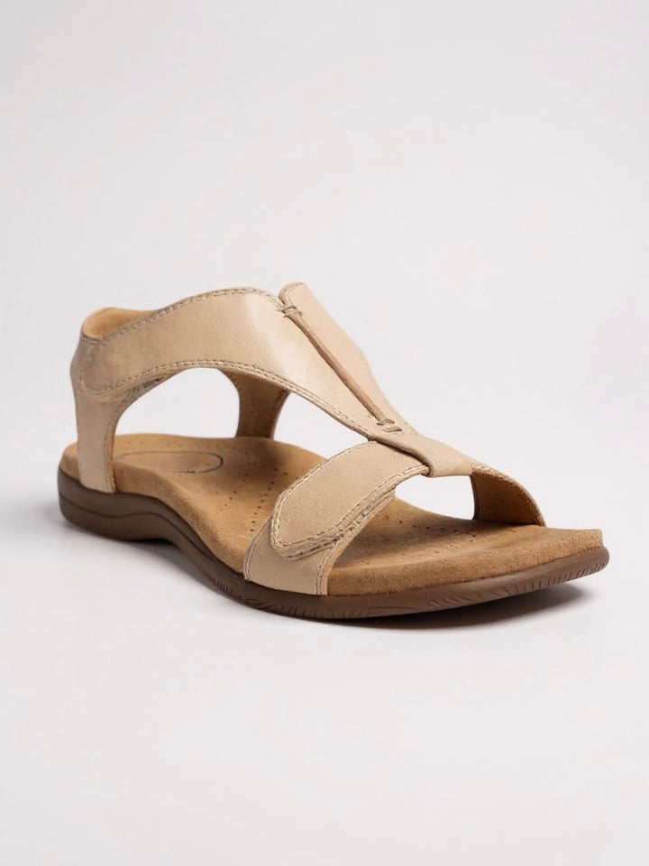 Dove | Women's Flat Cushioned T-Strap Sandals for Walking