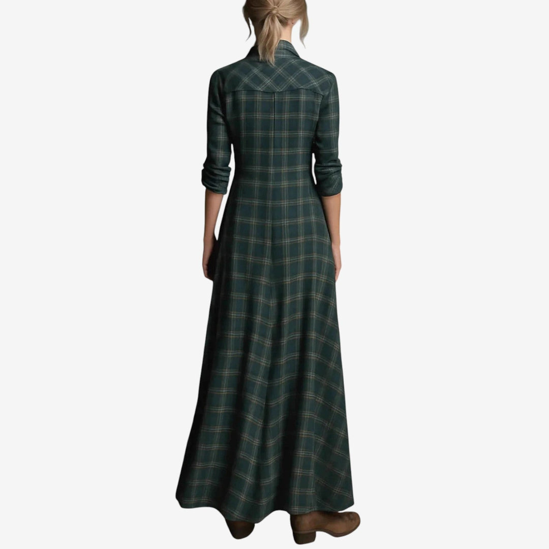 Emma | Women's Plaid Fall Dress Maxi Shirt Style