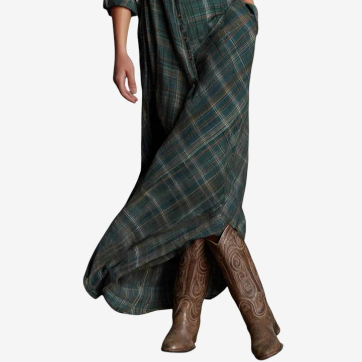 Emma | Women's Plaid Fall Dress Maxi Shirt Style