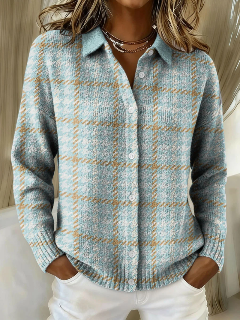 Marina | Women's Plaid Cardigan Knit Button-Up